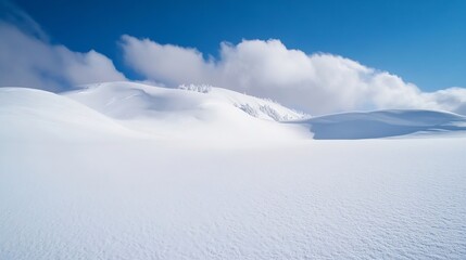 Poster - Endless snowy landscape under a bright blue sky showcasing the beauty of winter's tranquility : Generative AI