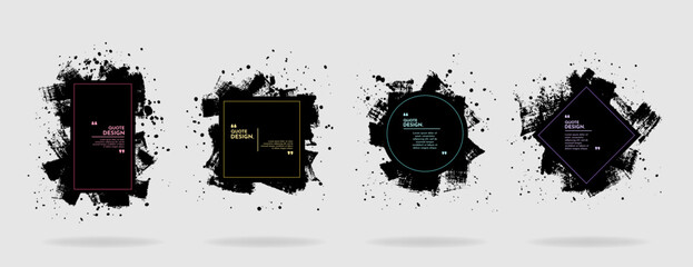 Canvas Print - vector background for text. grunge banners set. black paint. ink brush stroke with geometric linear 