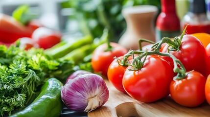 Poster - Fresh Organic Vegetables Freshly Harvested and Prepared for a Healthy Meal : Generative AI