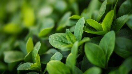 Poster - Close up of fresh green leaves thriving in a peaceful natural environment : Generative AI