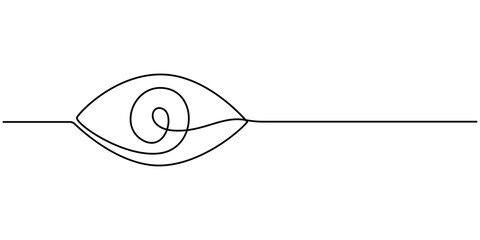 Eye sign in continuous line drawing style. Line art of human eye sign. Vector illustration. Abstract background, Single continuous one line art female watch eye, Eye sign in continuous line drawing.