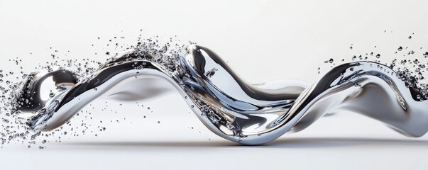 3d chrome metal organic fluid shapes and stars. abstract liquid mercury metallic icon. 3d rendering 
