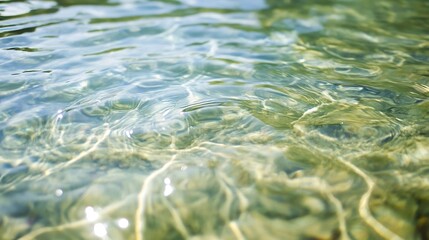 Poster - Crystal Clear Water Surface Rippling Under Bright Sunlight Creating Beautiful Reflections : Generative AI