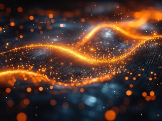 Poster - Abstract Background with Neon Glowing Dots