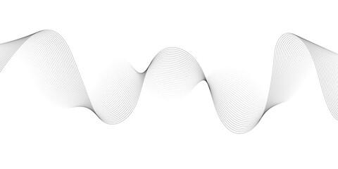 Poster - Abstract grey, white smooth element swoosh speed wave modern stream background. Wave with lines created using blend tool. Abstract frequency sound wave lines and twisted curve lines background.
