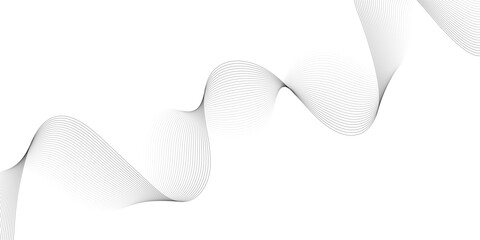 Poster - Abstract grey, white smooth element swoosh speed wave modern stream background. Wave with lines created using blend tool. Abstract frequency sound wave lines and twisted curve lines background.
