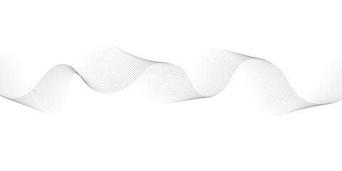Poster - Abstract grey, white smooth element swoosh speed wave modern stream background. Wave with lines created using blend tool. Abstract frequency sound wave lines and twisted curve lines background.

