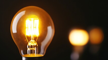 Poster - Warm glowing light bulb illuminating dark space creating a cozy atmosphere : Generative AI