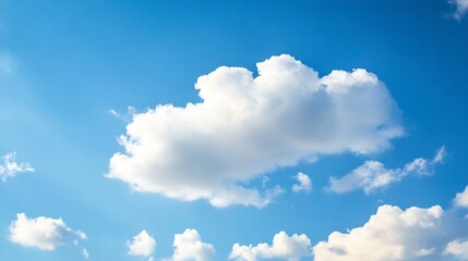 Poster - Bright blue sky adorned with fluffy white clouds creating a tranquil and airy atmosphere : Generative AI