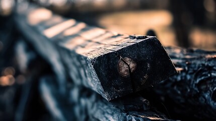 Aufkleber - CloseUp View of a Textured Wood Log Showing Nature's Beauty and Craftsmanship : Generative AI