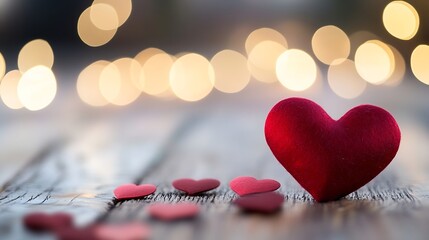 Poster - Beautiful HeartShaped Decoration with Sparkling Bokeh Background for Romantic Celebrations : Generative AI
