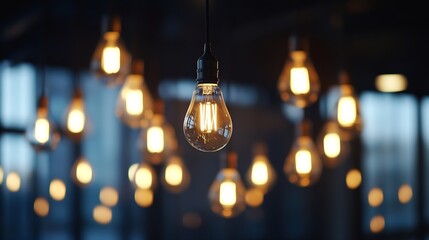 Poster - Bright bulbs lighting up a cozy indoor space with warm and inviting ambiance : Generative AI