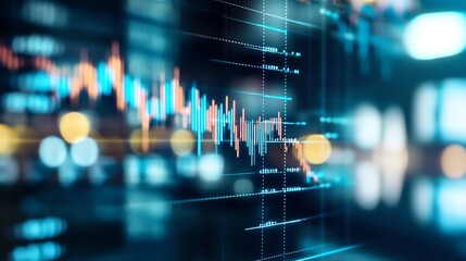 Aufkleber - Abstract stock market graph with colorful data points and blurred background : Generative AI