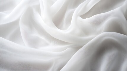 Aufkleber - Elegant white fabric draped softly creating gentle textures and shapes in natural light environment : Generative AI