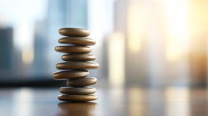 Leinwandbilder - Artistic arrangement of stacked pebbles symbolizing balance and tranquility in a serene environment : Generative AI