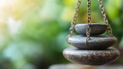Leinwandbilder - Smooth Balancing Stones on Chains Symbolizing Harmony and Inner Peace in Nature : Generative AI