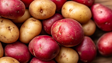 Poster - Colorful assortment of fresh and organic red and golden potatoes ready for cooking and healthy meals : Generative AI