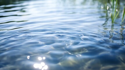 Poster - Rippling water surface reflecting sunlight with a serene and tranquil mood in a nature setting : Generative AI