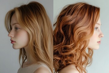Poster - Transforming appearance through hairstyling showcasing a dual look from unkempt to stylish. Generative AI
