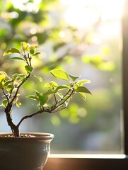 Wall Mural - Bright and Lively Indoor Plant Captured in Natural Light with Soft Background Blur : Generative AI