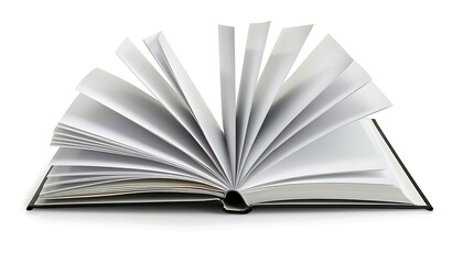 Wall Mural - Open book isolated on white background. 3d illustration. Top view.