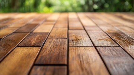 Aufkleber - CloseUp View of Beautifully Crafted Wooden Decking in a Natural Setting : Generative AI