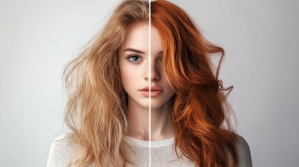 Poster - Transformation from Unkempt to Stylish Hair in a One Sided Comparison of Look. Generative AI