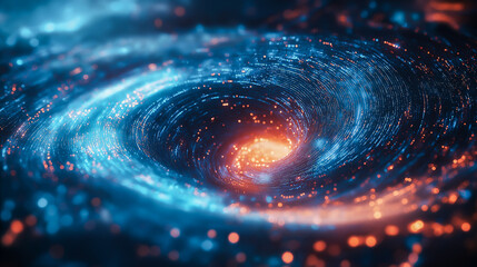 Abstract digital vortex of binary codes and big data background.