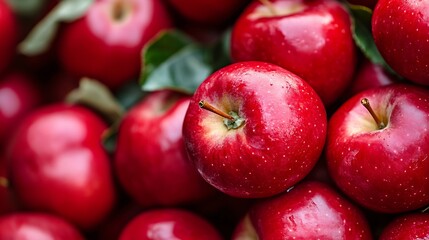 Poster - Fresh and Glossy Red Apples Piled Together in a Market Display Highlighting Healthy Choices : Generative AI