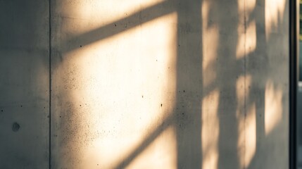 Leinwandbilder - Artistic shadow patterns on a textured concrete wall highlighting the play of light and shadows in a modern setting : Generative AI