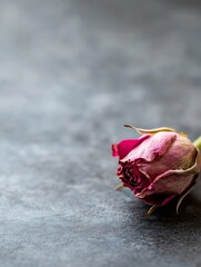 Aufkleber - A delicate wilted rose lying on a textured surface symbolizing time and fleeting beauty : Generative AI