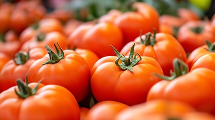 Poster - Fresh ripe tomatoes stacked together showcasing vibrant color and natural freshness : Generative AI