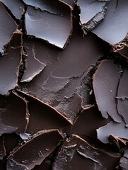 Aufkleber - Closeup of rich dark chocolate shavings displaying an artistic texture on a smooth surface perfect for sweet culinary delights : Generative AI