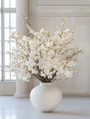Leinwandbilder - Elegant white orchid arrangement in a stylish vase brightens a minimalistic space : Generative AI