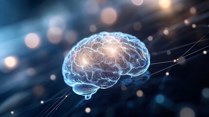 Leinwandbilder - Beautiful digital representation of a human brain illuminated with vibrant connections and lights : Generative AI