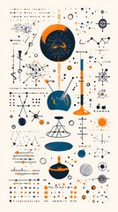 a schematic diagram of scientific structures and symbols on display
