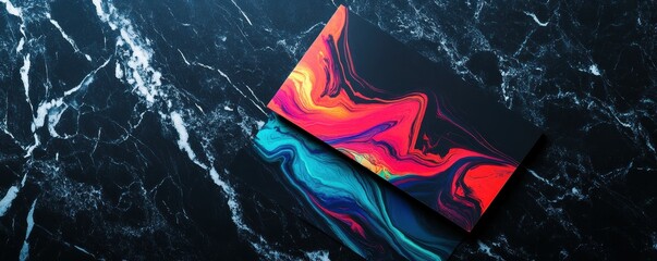 Wall Mural - Abstract paintings on marble surface highlighting vibrant swirls and contrasting colors