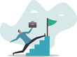 © Nadia - Shortcut or advancement in career development or work to achieve target, skip step to reach goal or beginner mistake by try hard way to success.business concept.flat character.