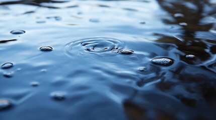 Aufkleber - Rippling Water Surface with Droplets Creating Circular Patterns in a Calm Natural Environment : Generative AI