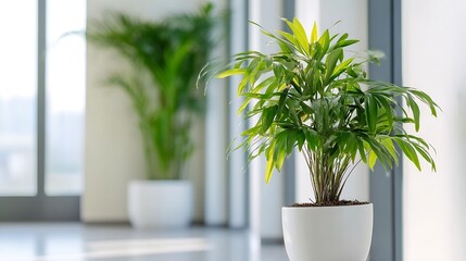 Leinwandbilder - Indoor Green Plant Setup with Fresh Green Leaves Enhancing Natural Light in Modern Space : Generative AI