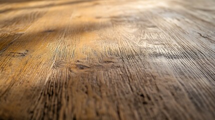 Aufkleber - Detailed view of rustic wooden surface showcasing natural textures and warm tones in gentle light : Generative AI