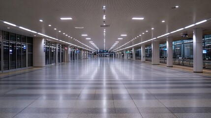 Aufkleber - Spacious Empty Airport Terminal Hallway with Modern Architectural Design : Generative AI