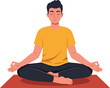 © Royal Ability - Calm man meditating in yoga pose with minimal flat design vector art