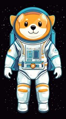 Wall Mural - shiba inu astronaut in space cute dog in space suit