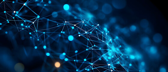 Wall Mural - the image showcases an abstract background featuring glowing blue lines and a network of interconnec