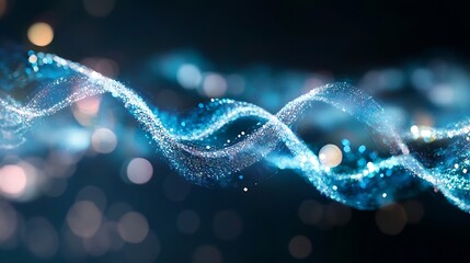 Aufkleber - Abstract blue wave of light with sparkling particles creating a mesmerizing visual effect : Generative AI