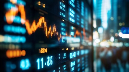 Fototapete - Dynamic Stock Market Chart with Orange Graph Displaying Financial Trends and Data Analysis : Generative AI