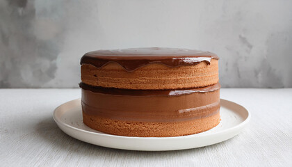 Wall Mural - Tasty layered sponge cake with smooth chocolate ganache. Delicious dessert. Yummy treat. Sweet food