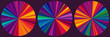 © 3d_kot - Futuristic radial spectrum explosion with vivid dynamic motion. Set of vibrant circular patterns with unique polar coordinates burst effect and blend of smooth or sharp contrasts. Vector illustration