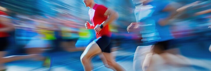 Poster - Runner transitions from exhausted to triumphant, showcasing determination and victory at the finish line in a vibrant race. Generative AI